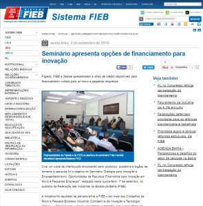 FIEB - Seminario apresenta opções de financiamento para inovação