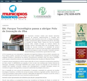 MUNICIPIOS BAIANOS - Parque Tecnologico Passa a Abrigar Polode Inovacao do IFBA