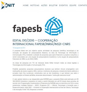NIT UESC - Edital Cooperação Internacional Fapesb